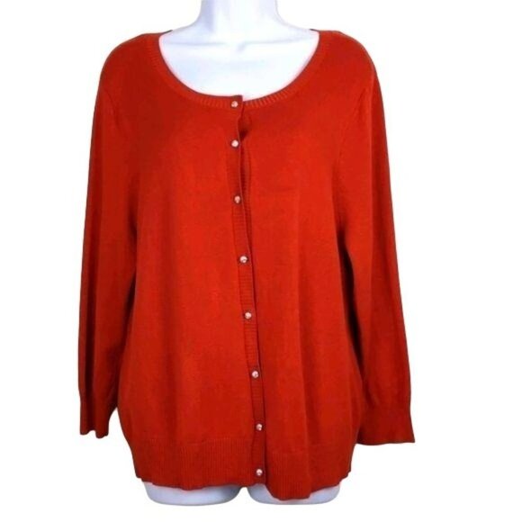 Joseph A  Women's Sweater Cardigan Rust red button up long sleeve XL - Picture 1 of 9